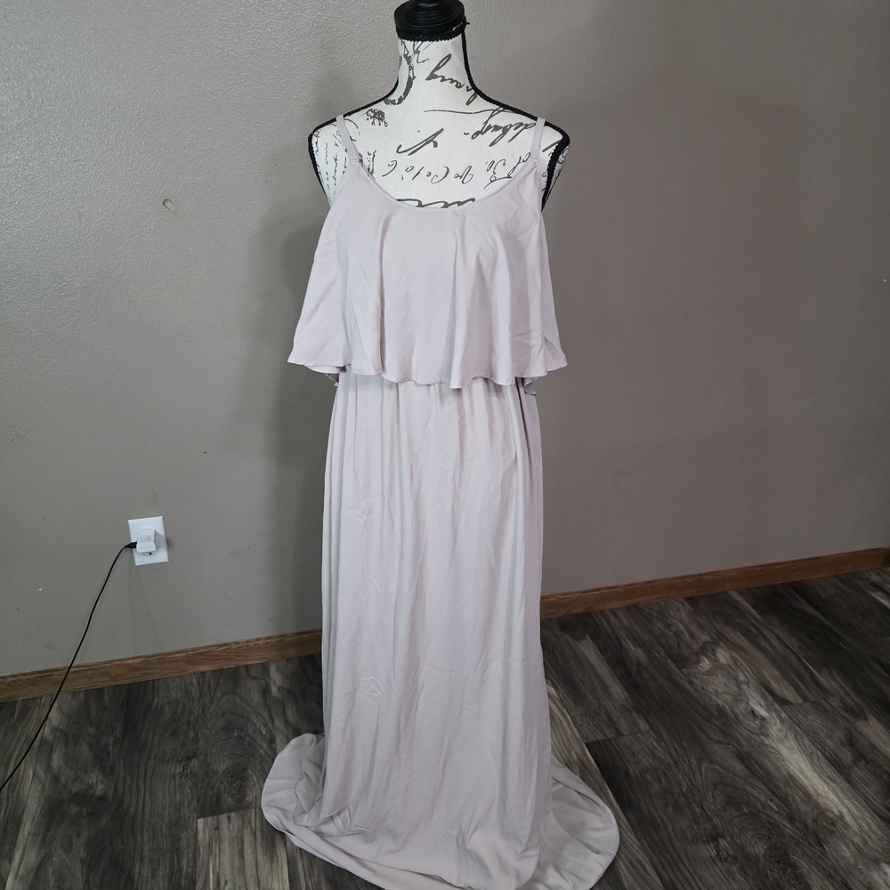 Show Me Your MuMu Light Beige Caitlin Ruffle Maxi Dress